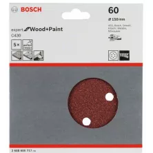 Шлифкруг 150 мм BOSCH 5 шлифлистов Expert for Wood+Paint Øмм K60