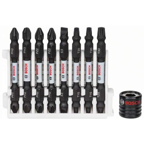 Набор бит BOSCH двусторонних ударных PH1/PH2, PH2/PH3, PH2/PZ2 (2шт), SL1x5.5, T15/T20 (2шт), T25/T30 + магнитная муфта