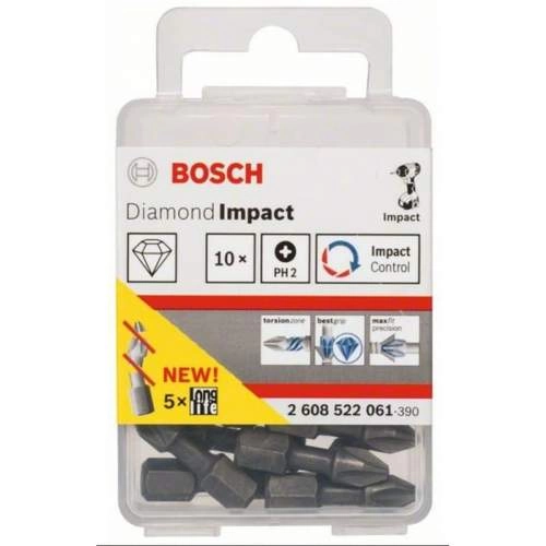 Бита BOSCH Ударная , PH2, 25mm 10 шт