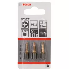 Бита BOSCH 25ММ PZ1 TIN 3 шт.