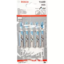 Пилка лобзиковая BOSCH ЛОБЗИКОВЫЕ ПИЛКИ T 118 В, HSS 5 шт.