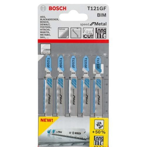 Пилка лобзиковая BOSCH ЛОБЗИКОВЫЕ ПИЛКИ T121GF SpeedMetal 5 шт.