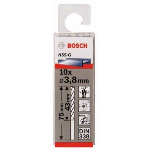 Сверло по металлу BOSCH HSS-G 3.8ММ 10 шт.