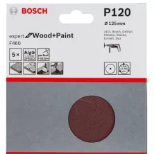 Шлифкруг 125 мм BOSCH 5 шлифлистов Expert for Wood+Paint Øмм K120