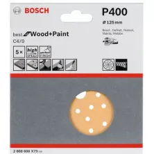 Шлифкруг 125 мм BOSCH 5 шлифлистов Best for Wood+Paint Multihole Ø K400