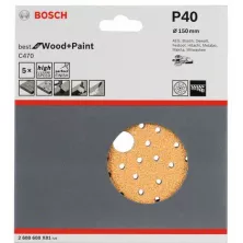 Шлифкруг 150 мм BOSCH 5 шлифлистов Best for Wood+Paint Multihole Ø K40