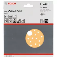 Шлифкруг 150 мм BOSCH 5 шлифлистов Best for Wood+Paint Multihole Ø K240