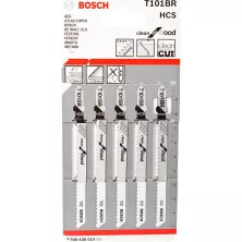 Пилка лобзиковая BOSCH T 101 BR, Clean for Wood, 5 шт, с обратным зубом