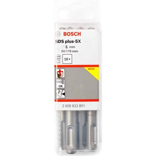 Сверло SDS-Plus BOSCH SDS Plus-5X, 6x50x110 -бур по бетону (set10, -цена указана за штуку)