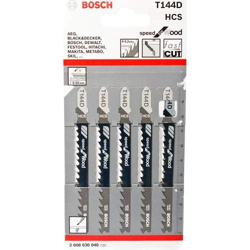 Пилка лобзиковая BOSCH Пилки лобзиковые T 144 D Speed for Wood, HCS (5 шт)