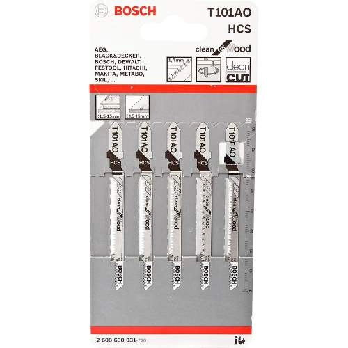 Пилка лобзиковая BOSCH T 101 AО, Clean for Wood, HCS (5 шт.)