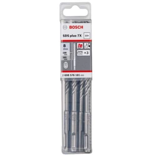 Сверло SDS-Plus BOSCH SDS Plus-7X, 8x100x165мм -бур по арм. бетону (10 шт)