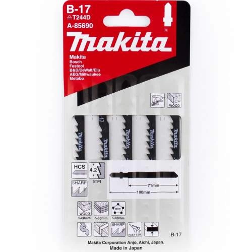 Пилка лобзиковая MAKITA для дерева В-17, 5 шт.