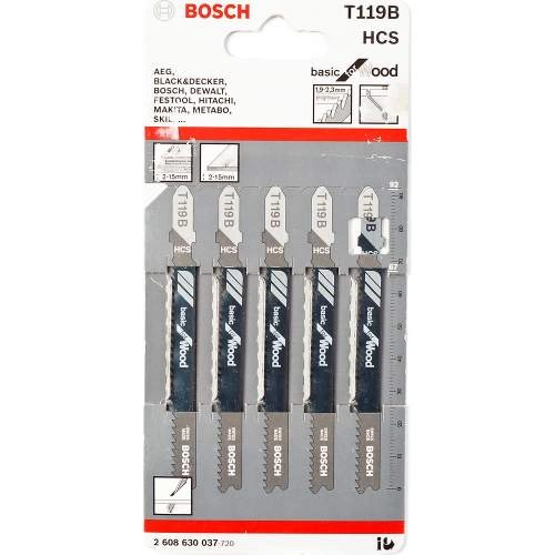 Пилка лобзиковая BOSCH Т 119 B, HCS (5 шт)