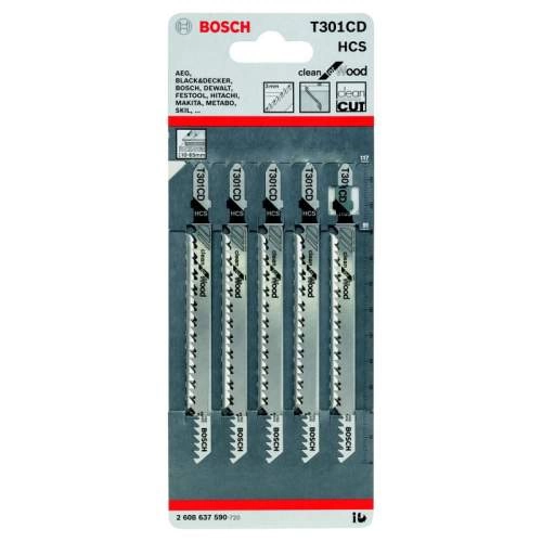 Пилка лобзиковая BOSCH 5 ЛОБЗИКОВЫХ ПИЛОК T 301 CD, HCS