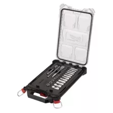 Milwaukee Набор метрических головок с трещоткой 1/4"в компактном тонком органайзере PACKOUT™ -28 ед.