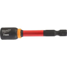 Milwaukee Насадка магнитная торцевая Milwaukee Shockwave 1/4" Hex-7ммx65мм (4932492437) (магнитный наконечник, подходит для применений с высоким крутящим момент