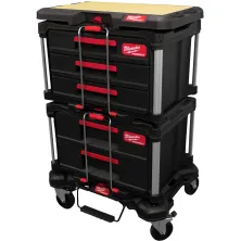 Milwaukee Набор транспортировочный Milwaukee Packout 2023 (4932492892) (состав набора: настраиваемая рабочая поверхность, 2 ящика для инструментов, тележка)