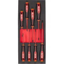 Отвертка Milwaukee Отвертки Milwaukee VDE 8шт (4932493249) (диэлектрические, трехгранные, в ложементе, PH0/PH1/PH2/SL2.5/SL3.5/SL4/SL5.5/SL6.5)