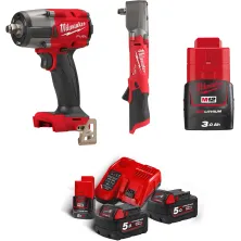 Набор инструмента Milwaukee инструментов Milwaukee M18FMTIW2F12/M12FRAIWF12/M18NRG-502/M12B3 (A001MLW) (в входит: гайковерт Milwaukee M18 FMTIW2F12-0X FUEL (493347844