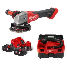 Milwaukee Набор инструментов Milwaukee M18FSAGV125XB/M18VC-2/M18NRG-502 (A003MLW) (в набор входит: угловая шлифмашина Milwaukee M18 FSAGV125XB-0X FUEL (49334784