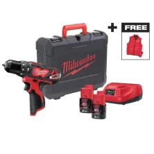 Дрель-шуруповерт ударный аккумуляторный Milwaukee M12 BPDMC-202C (2*2.0 Ah, case, PROMO with jacket)