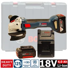 Углошлифмашина 125мм BOSCH GWS 18V-8 (2*4,0 Ah, case)