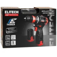 Дрель-шуруповерт аккумуляторный ELITECH HD CD 16UL2 (2*2.0 Ah, case) -E2201.078.01