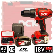 Дрель-шуруповерт ударный аккумуляторный DCK KDJZ05-13 (2*4.0 Ah, case)
