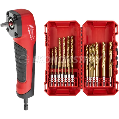 Milwaukee Набор инструментов Milwaukee Угловая насадка ChW CD+набор сверл по металлу (A008MLW) (в набор входит: набор сверл по металлу Milwaukee RedHEX HSS-G Ti