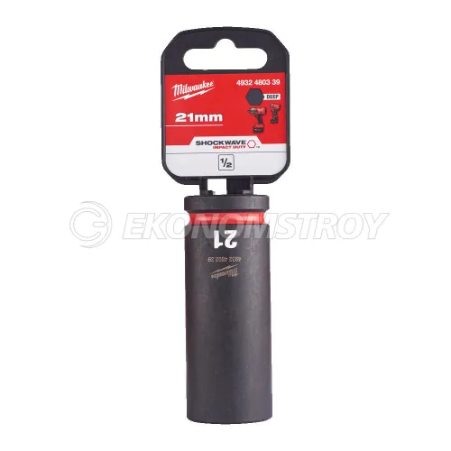 Головка торцевая Milwaukee SHOCKWAVE™ 1/2", 21 мм, удлиненная (замена для 4932352856)