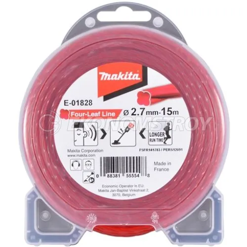 Леска MAKITA 2.7 mm / 15 m / spiral / silent -для DUR36*, EM4351, EM2650