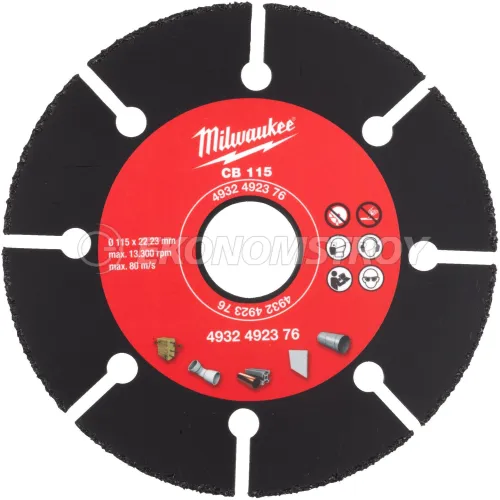 Milwaukee Диск карбидный Milwaukee CB-115мм (4932492376) (по дереву и плаcтику, алмазный, посадочный диаметр: 22.23мм)