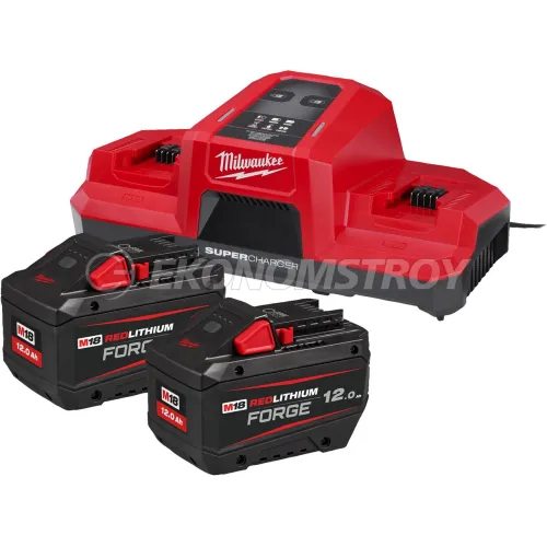 Milwaukee Энергокомплект Milwaukee M18 FORGENRG-122DBSC (4933498614) (комплект поставки: аккумулятор M18 FB12 2 шт, зарядное устройство Milwaukee M18 DBSC 1 шт,
