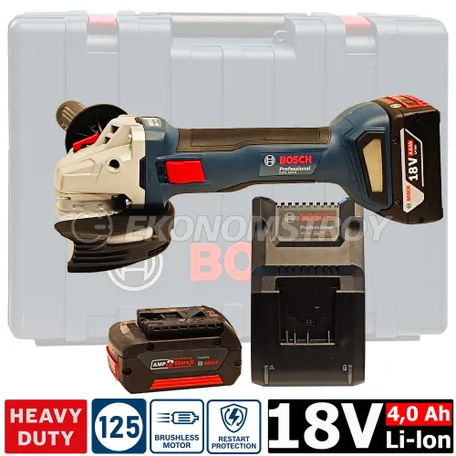 Углошлифмашина 125мм BOSCH GWS 18V-8 (2*4,0 Ah, case)