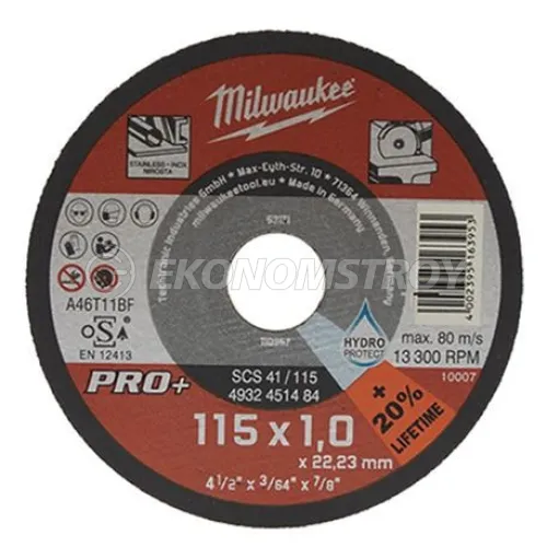 Milwaukee Отрезной диск SCS 41/115х1,5 PRO+ (заказ кратно 50 шт.)