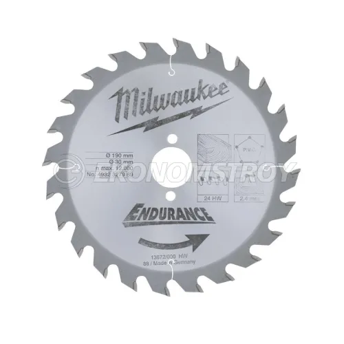 Milwaukee Пильный диск для циркулярной пилы по дереву 190x30x1,6x36 скошенные зубья (замена для 4932327969)