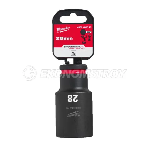 Головка торцевая Milwaukee SHOCKWAVE™ 1/2", 28 мм, удлиненная