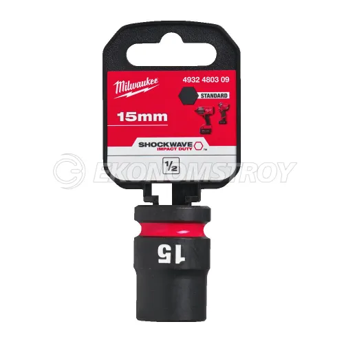 Головка торцевая Milwaukee SHOCKWAVE™ 1/2", 15 мм, удлиненная (замена для 4932471737)