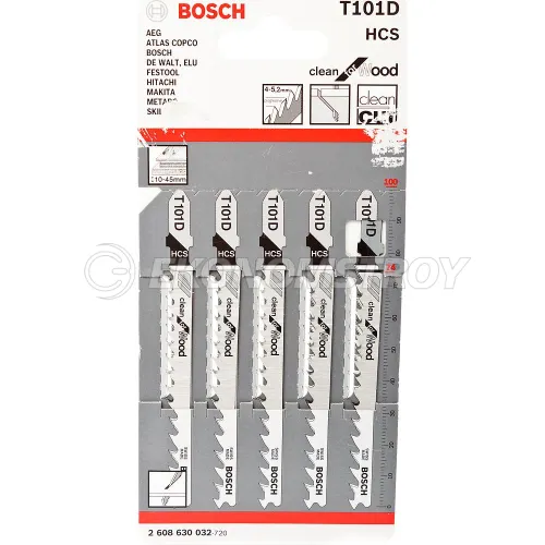 Пилка лобзиковая BOSCH T 101 D, HCS (5 шт)