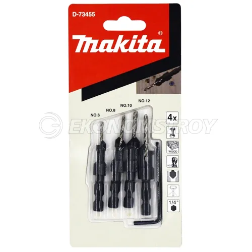 MAKITA Набор сверл по дереву с зенкерами (2.4/ 2.8/ 3.2/ 3.6 мм, 4 шт) MAKITA D-73455