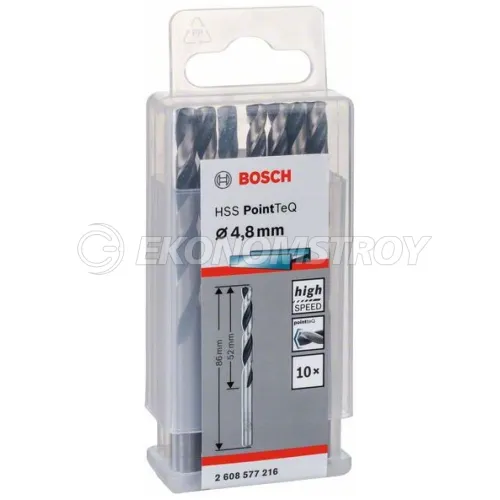 Сверло по металлу BOSCH 4.8мм по 10 шт HSS PointTeQ