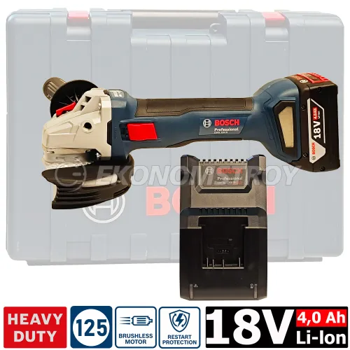 Углошлифмашина 125мм BOSCH GWS 18V-8 ( 1*4,0 Ah, case)