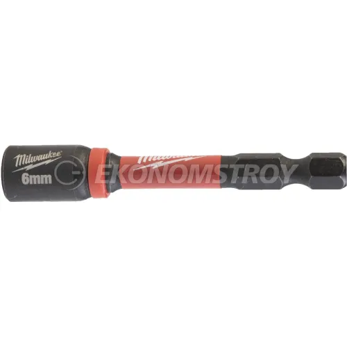 Milwaukee Насадка магнитная торцевая Milwaukee Shockwave 1/4" Hex-6ммx65мм (4932492435) (магнитный наконечник, подходит для применений с высоким крутящим м