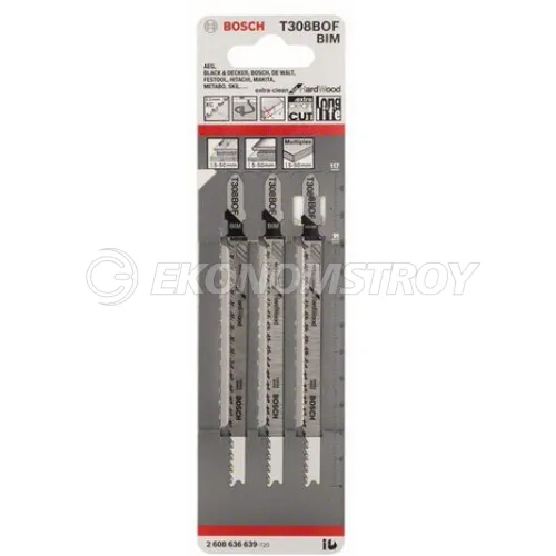 Пилка лобзиковая BOSCH ЛОБЗИКОВЫЕ ПИЛКИ T308BOF 3 шт.