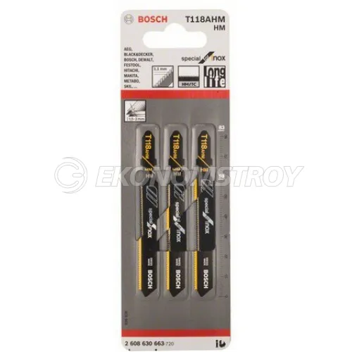 Пилка лобзиковая BOSCH ЛОБЗИКОВЫЕ ПИЛКИ T118AHM 3 шт.
