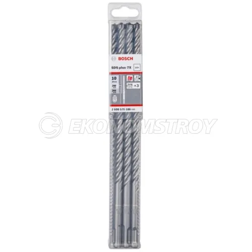 Сверло SDS-Plus BOSCH SDS Plus-7X, 10x200x265мм -бур по арм. бетону (10 шт)