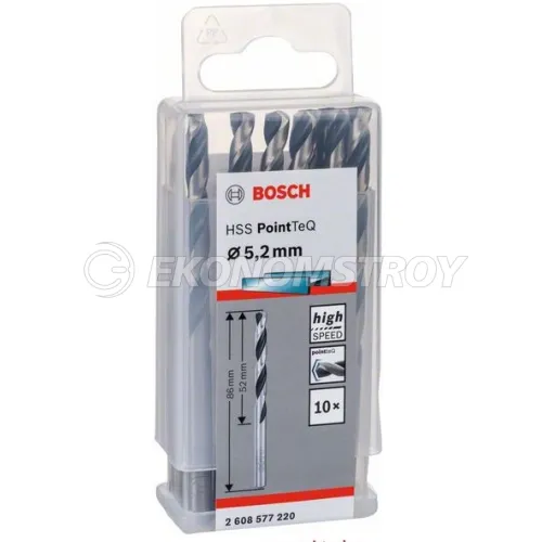 Сверло по металлу BOSCH HSS PointTeQ 5.2х86 мм набор 10 свёрл