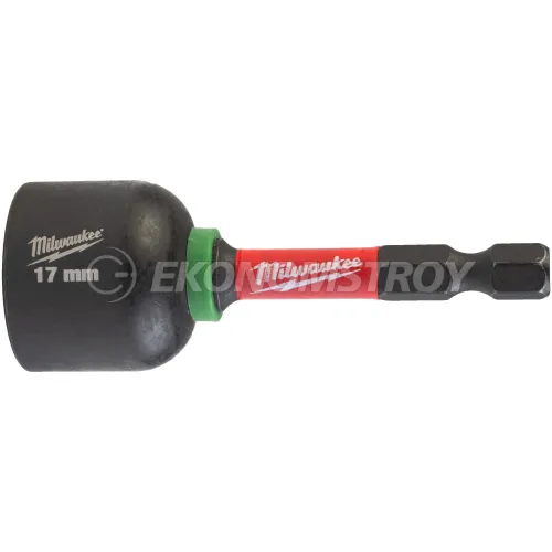 Milwaukee Насадка магнитная торцевая Milwaukee Shockwave 1/4" Hex-17ммx65мм (4932492444) (магнитный наконечник, подходит для применений с высоким крутящим