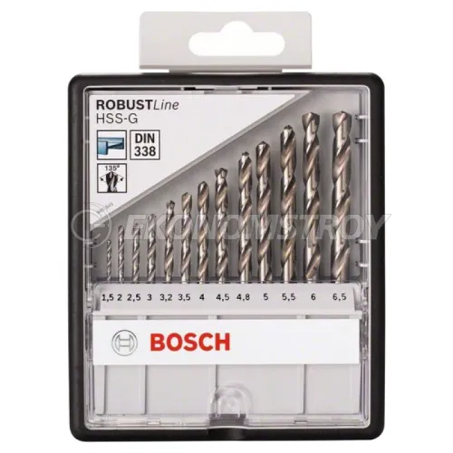 Сверло по металлу BOSCH HSS-G. ЗАТОЧКА 135. ROBUST LINE 13 шт.